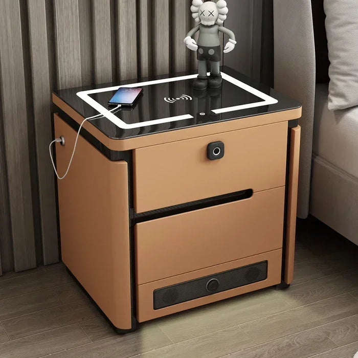 Smart Nightstands Luxury Modern Baking Paint Multifunctional Bedside Table Creative LED Lights Wireless Charging Furniture WKNS