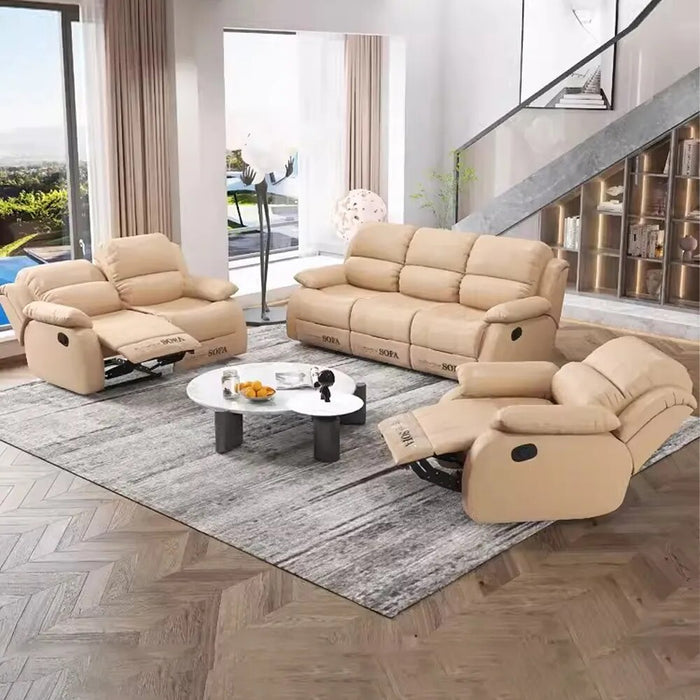 Linlamlim Manual / Electric Recliner Sofa Genuine Leather Couch for Livingroom Theater Seat Cinema Recliner Multifunctional Sofa
