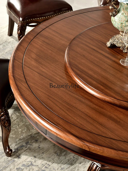 American Furniture Dining Table Black Walnut round Household
