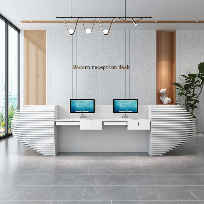 Painted front desk, reception desk, curved bar counter, high-end counter, beauty salon  company hotel welcome desk, creative