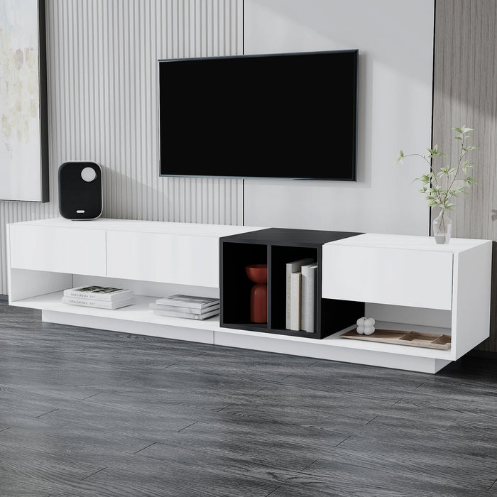 Sleek and Stylish TV Stand, Two-tone Media Console for TVs Up to 80'', Functional TV Cabinet with Versatile Compartment