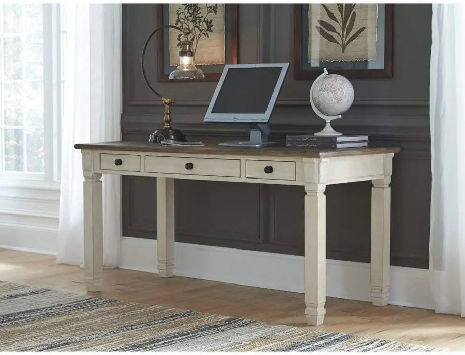 Bolanburg Farmhouse 60" Home Office Writing Desk with Drawers, Whitewash