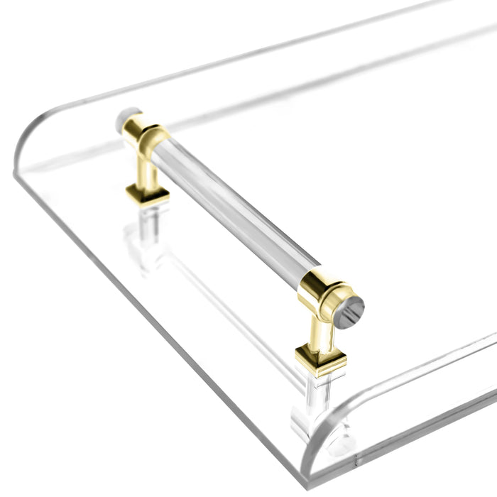 Acrylic Bathtub Caddy Tray , Clear Bath Caddy Tray For Bathtub With Gold Handle For Bathroom