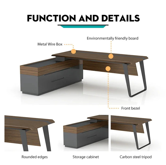 2024 Modern Latest Office Desk Workstation Table Designs Ceo Boss High Tech Executive L Shaped Mdf Manager Desk Office Furniture