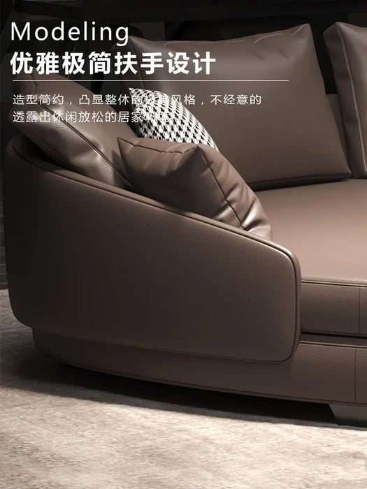 Special-Shaped Corner Leather Sofa Living Room High-End Elegant Italian Light Luxury round Arc Leather Sofa