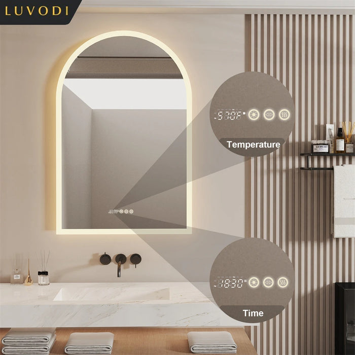 LUVODI Illuminate Backlit Light Bathroom Vanity Mirror with Time and Temperature Display