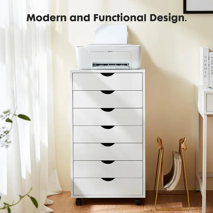 7 Drawer Chest - Dressers Storage Cabinets Wooden Dresser White Mobile Cabinet with Organization Furniture for Office, Home