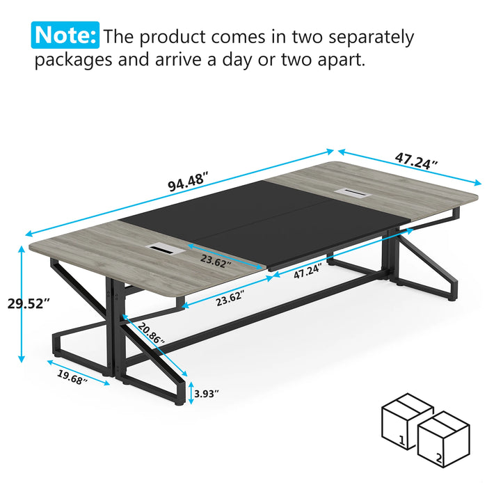 Tribesigns 8FT Conference Table, Rectangular Meeting Room Tables with Cable Grommet, 94.48L x 47.24W x 29.52H Inch