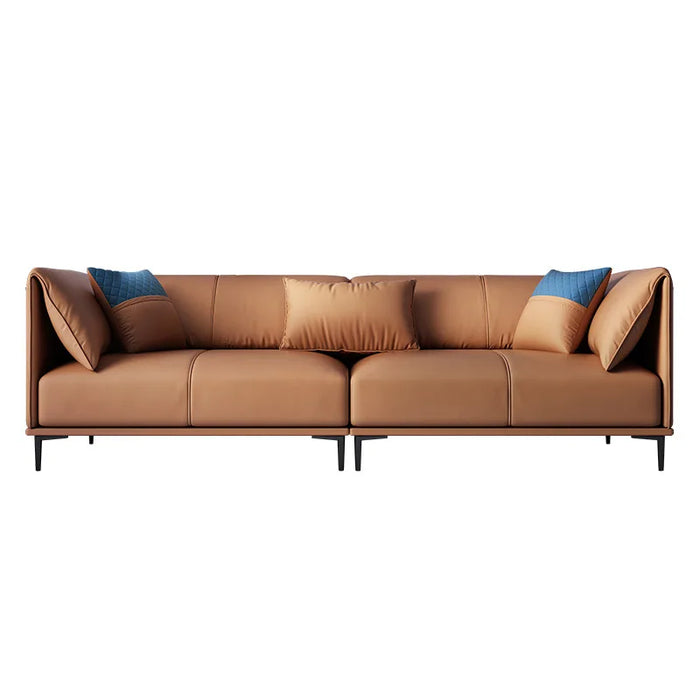L-shaped Or Straight Row Minimalist Modern Leather Sofa Italian Light Luxury Small Unit Down Living Room Sofa Combination