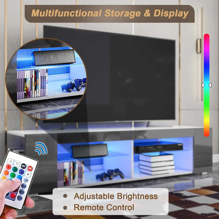 Modern TV Stand High Gloss Bookshelves With LED Light 4-Shelf Console Cabinet Home Office TV bracket Living Room Furniture
