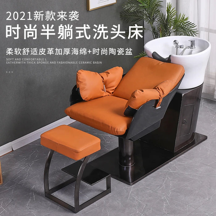 Luxury Head Spa Shampo Chair Ergonomics Shower Head Hair Wash Bed Massage Comfort Silla Peluqueria Salon Furniture MQ50SC