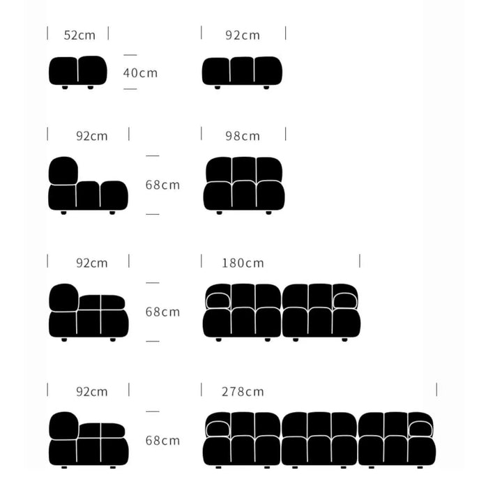 Suede Module Sofa Sectional Sofa Couches Family Living Room Chair Furniture Combination Block Modular Leisure Cloud Sofas Set