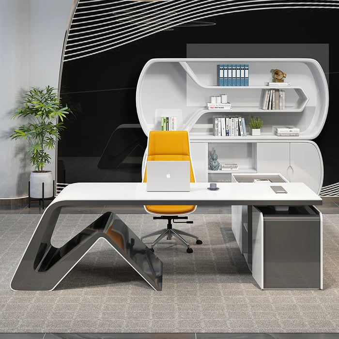 White Computer School Desk Study Gaming Office Vanity Reception Desks Writing Executive Schreibtisch Media Console Furniture