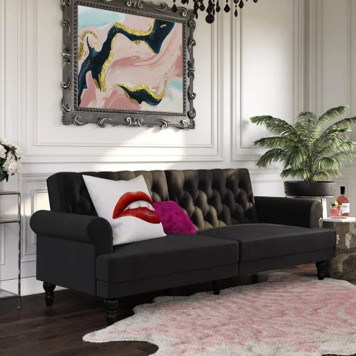 Novogratz Cassidy Upholstered Futon, Blush Velvet