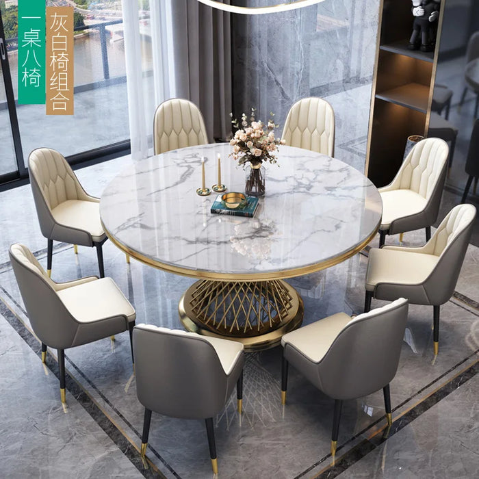 Light luxury marble dining table and chair combined round table modern simple household round small household type Italian dinin