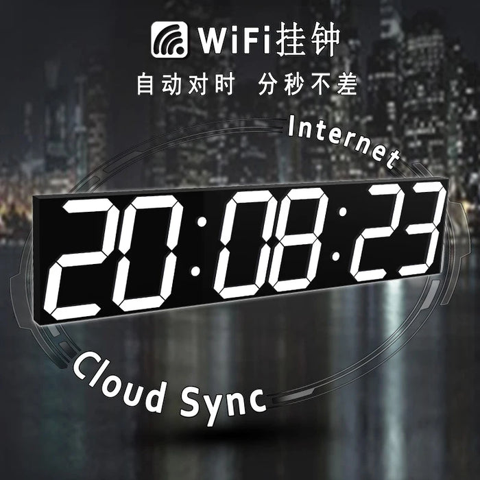 Modern Led Digital Wall Clock Wifi Internet Stylish Living Room Wall Clocks Office Quiet Resin Reloj Pared Decor Home Interior