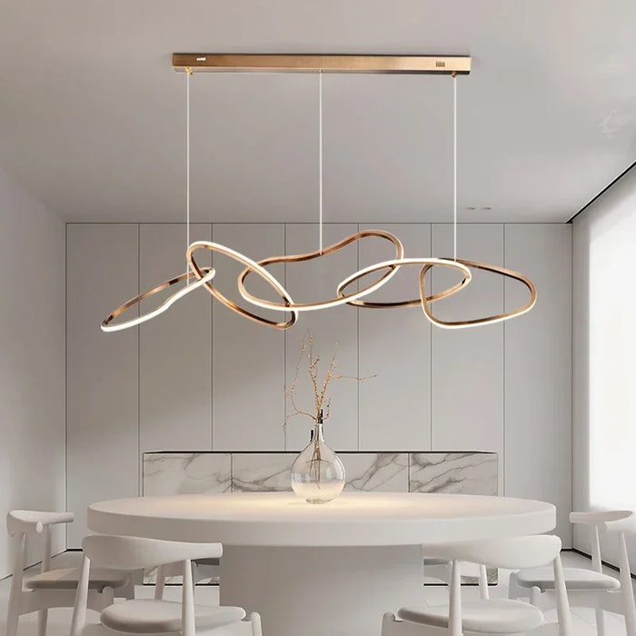Modern Annular Led Pendant Light Dimmable for Dining Room Coffee Tables Kitchen Chandelier Home Decor Hanging Light Fixture