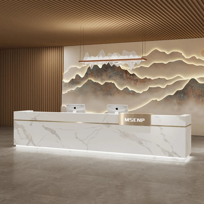 Modern Minimalist Reception Desk Company Cashier Hotel Consultation Stainless Steel Bar Coffee Shop Bureau Meuble Furnitures