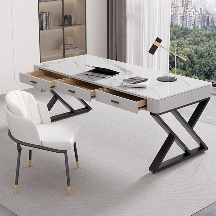 Luxury Modern Ideas Office Desk Wooden Double Designer Metal Frame Leg Executive Desk Tables Arts Mesa Escritorio Room Furniture