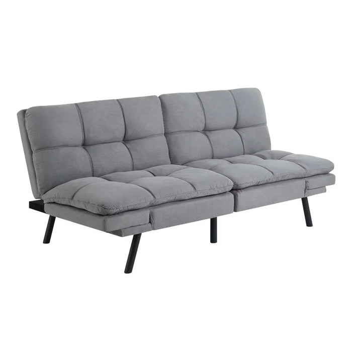 Memory Foam Futon, Gray Faux Suede