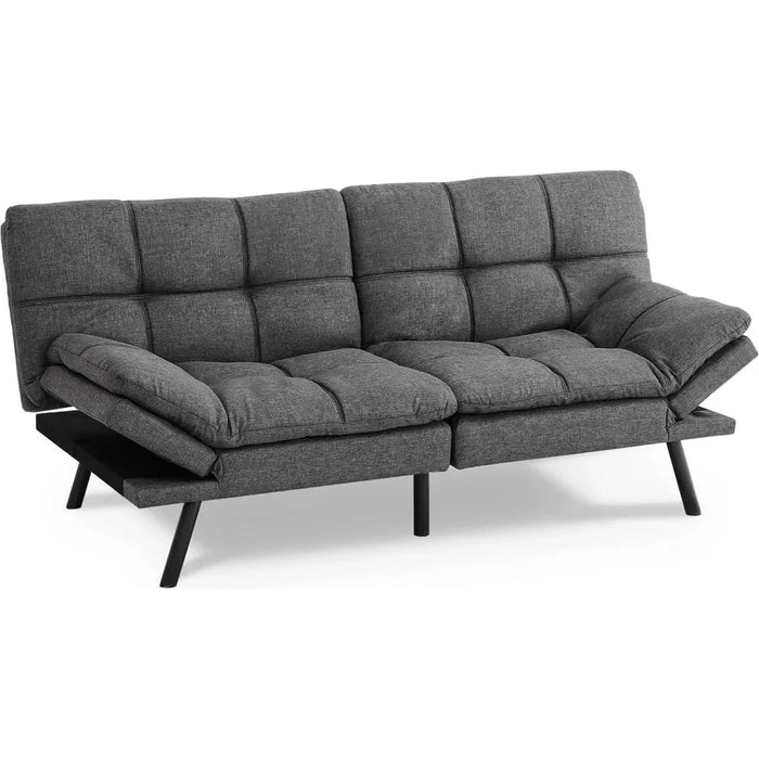 Sofa Bed Couch, Loveseat Sleeper Futon for Living Room, Foldable Memory Foam Furniture, Convertible Full Size Sofa,Linen Grey