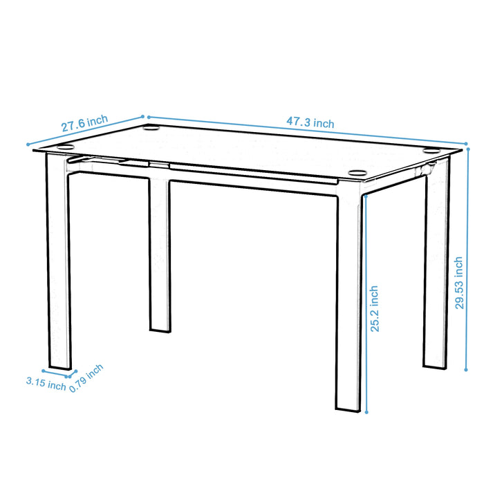[Flash Sale]5 Pieces High-Grade Dining Table Set for 4 Kitchen Room Tempered Glass Dining Table 4 Faux Leather Chair Black[US-W]