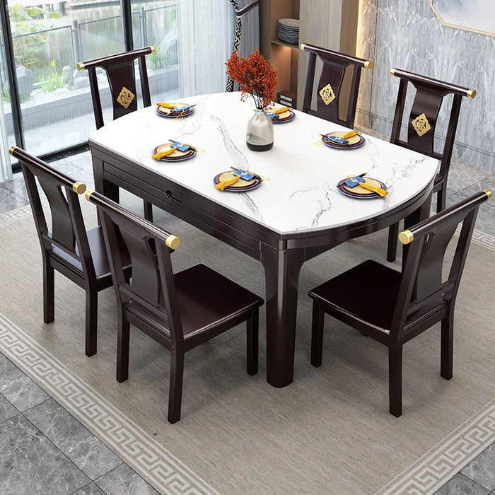Chinese Style Eating Dining Table Induction Household Telescopic Dual Use Dining Table Set Mesa Comedor Kitchen Furniture QF50DT