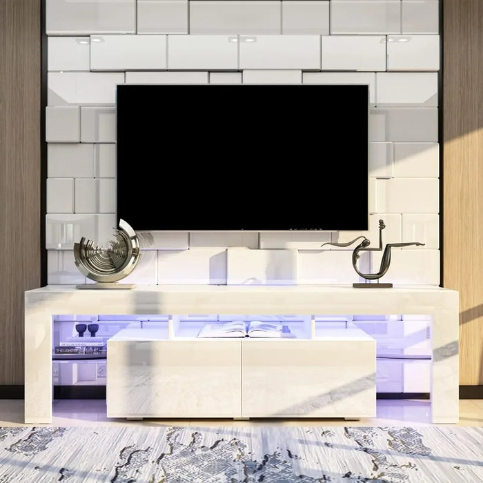 TV Cabinet with LED for 70" TV with 2 Drawers Modern Living Room Furniture Free Shipping