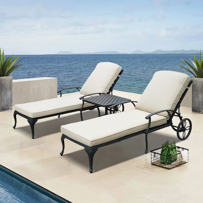 Aluminium Cast  Lounge Chair Lounger Recliner Chair For Patio Lawn Beach Pool Side Sunbathing Outdoor Furniture