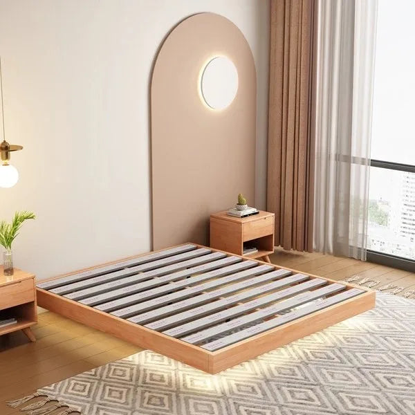 The product can be customized.Nordic Small-sized Tatami Bedless Simple Double 1.8m Platform Bed Bedroom Oak