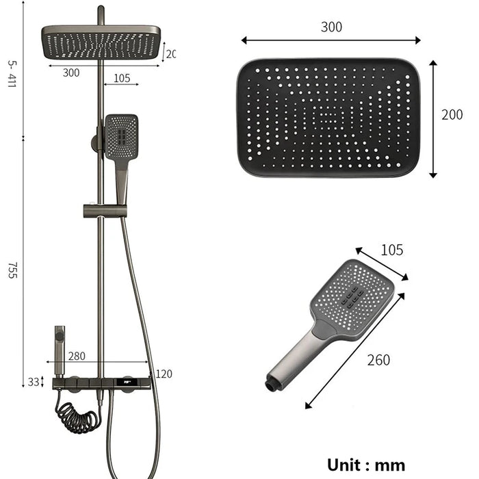 Bathroom Shower Full Set Digital LED Bathroom Shower Full Set Bathtub Shower System Rain Pressurized Hot Cold Shower Sets