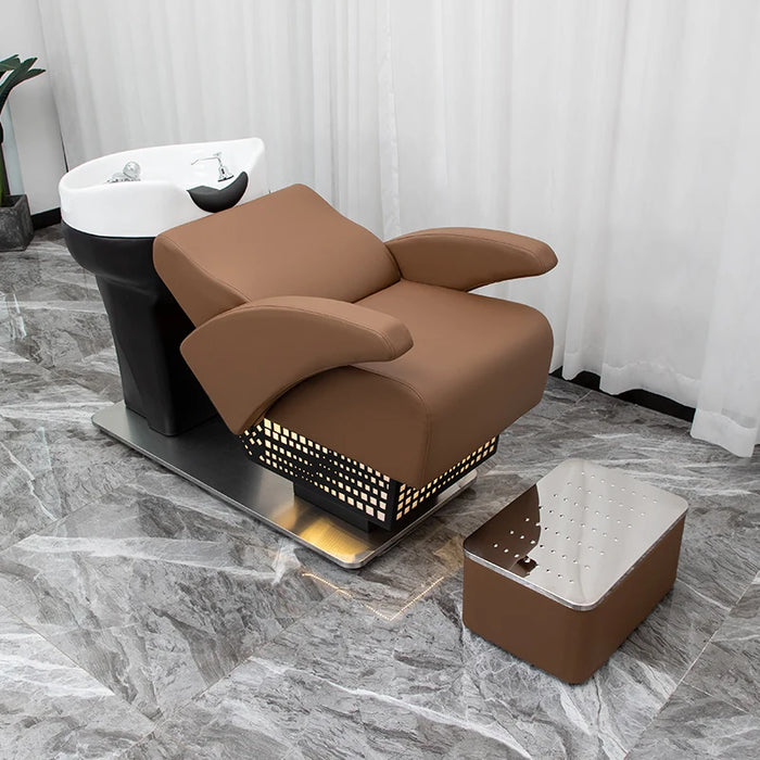 Head Spa Hair Washing Bed Massage Water Circulation Ergonomics Shampoo Chair Luxury Silla Peluqueria Salon Furniture MQ50SC