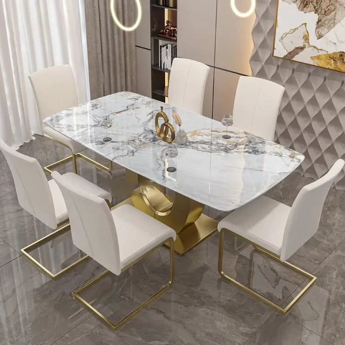 Northern European Light Luxury Rock Board Table White Hotel Combination Creative Dining Mesa De Cozinha Minimalist Furniture