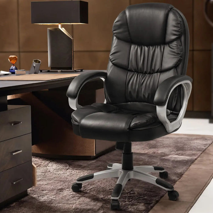 Vineego High Back Executive Chair PU Leather Business Manager’s Office Chair Adjustable Ergonomic Swivel Desk Chair with