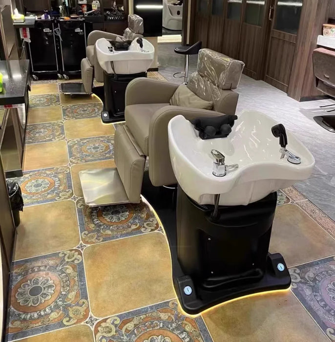 Net red intelligent high-end hair chair rotary massage flush bed multi-functional electric shampoo bed beauty shop hair salon