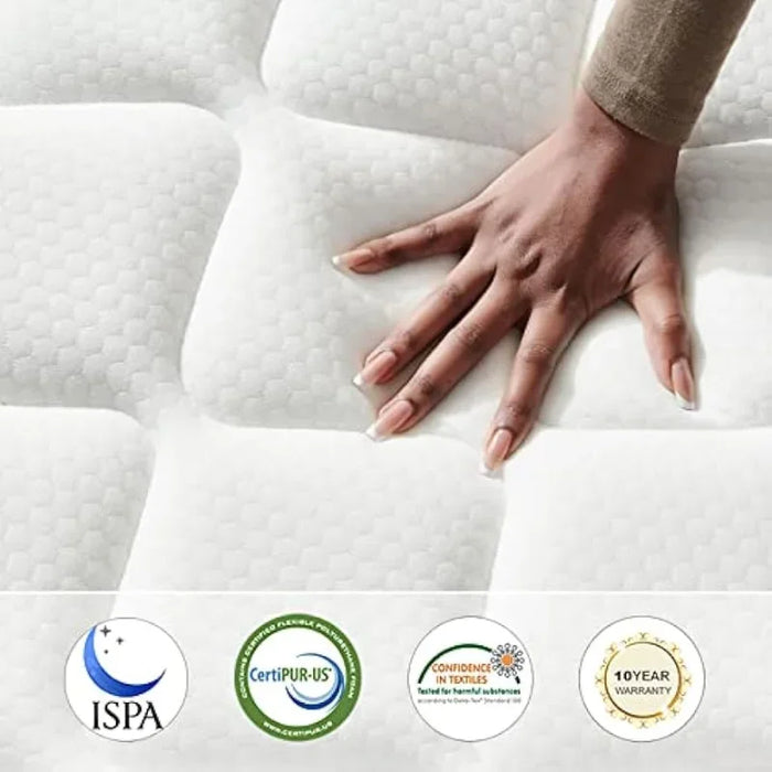 Queen Mattress,Jingxun 12 Inch Hybrid Mattress with Gel Memory Foam,Motion Isolation Individually Wrapped Pocket Coils Mattress