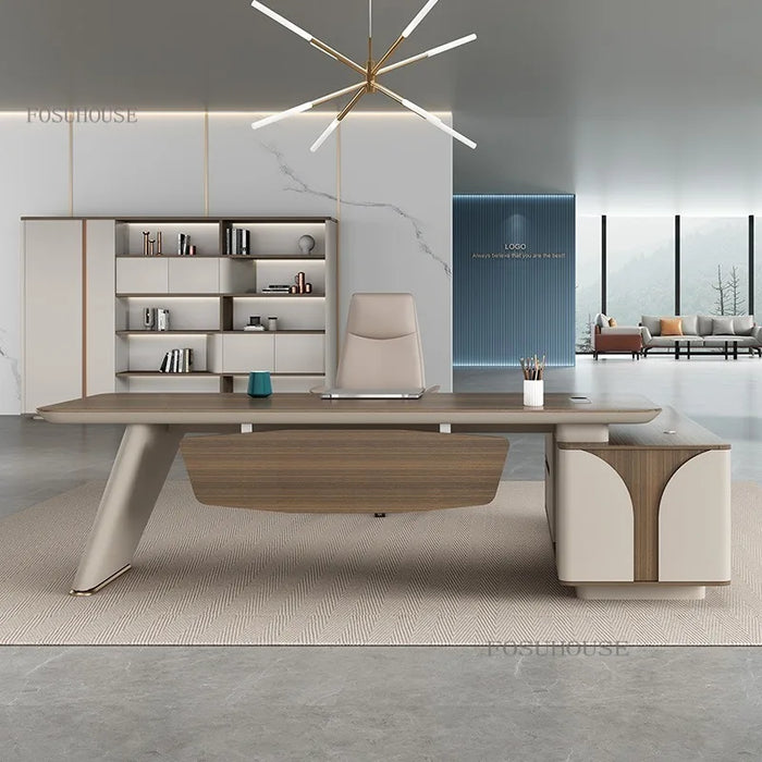 Luxury Paint Office Work Desks Minimalist Modern Manager Computer Table and Chair Set High-End Office Desk Office Furniture K