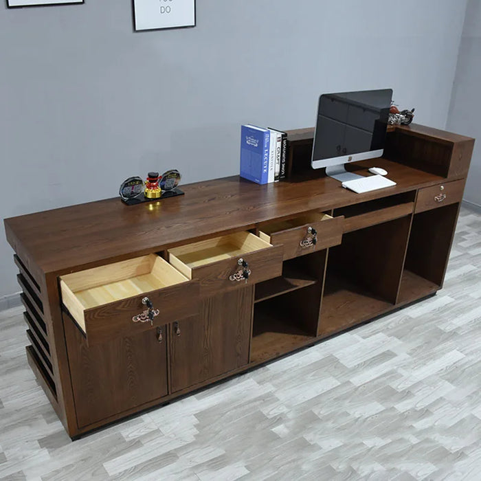 Checkout Reception Desk Computer Shop Counter Lectern Service Desk Office Coffee Beauty Scrivania Bianca Legno Wood Furniture