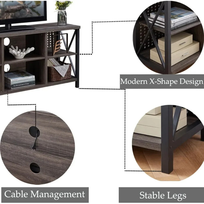 Tv Stand Living Room Furniture Industrial TV Stand for 75 Inch TV Free Shipping Large Rustic Wood and Metal Entertainment Center