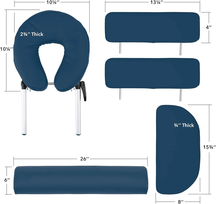 Saloniture Professional Portable Massage Table with Backrest - Blue