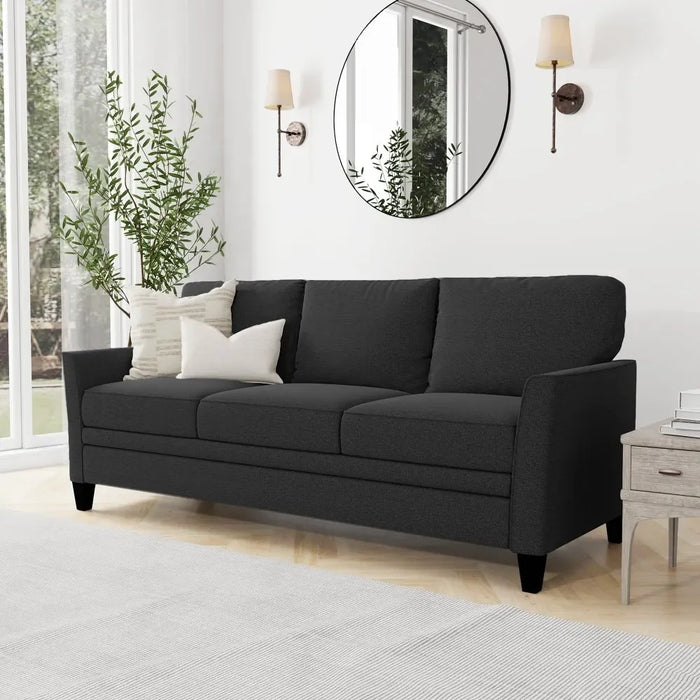 Mainstays Auden 3 Seat Classic Modern Sofa, Black Minimalist Sofa, Living Room Furniture, Sofa Bed