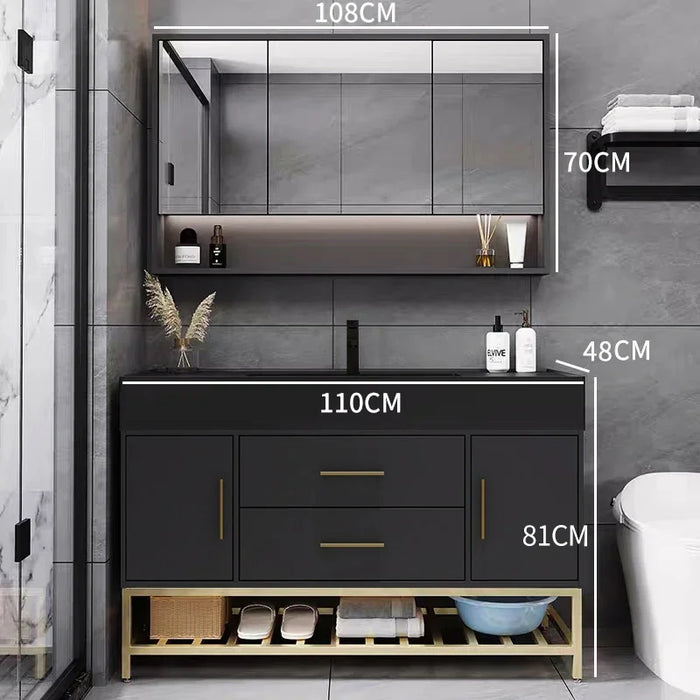 Black Bathroom Cabinet Modern Minimalist Vanity Under Sink With Mirror