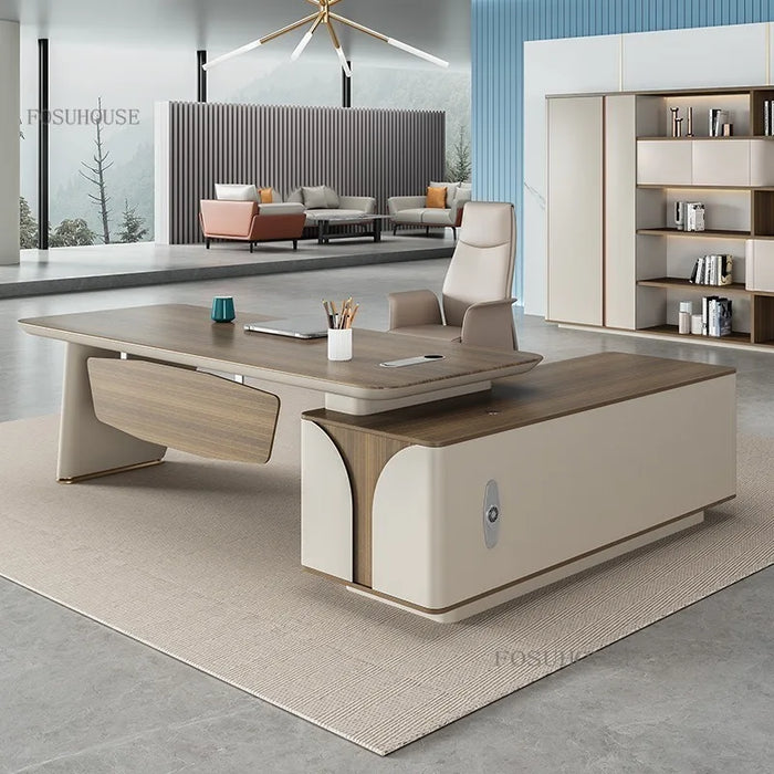 Luxury Paint Office Work Desks Minimalist Modern Manager Computer Table and Chair Set High-End Office Desk Office Furniture K