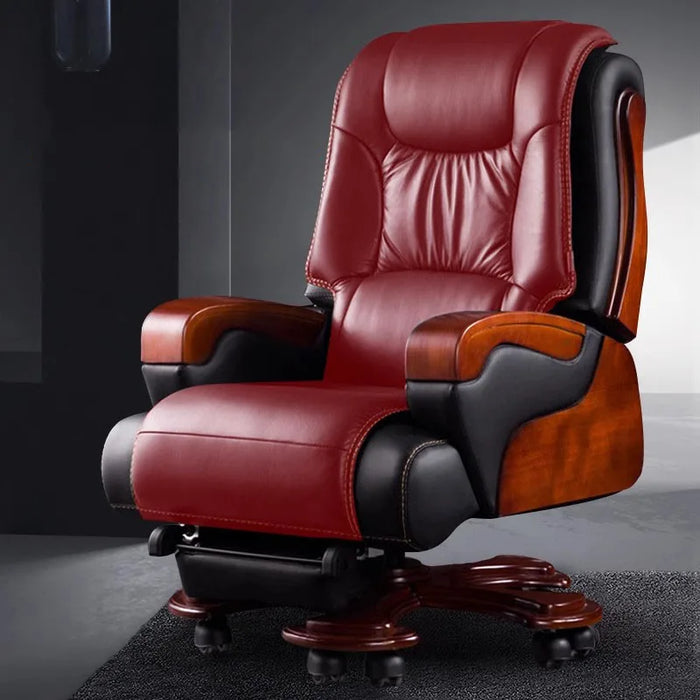 Leather Accent Office Chair Ergonomic Footrest Rotating Black Ergonomic Office Chair Chaise Cadeira Ergonomica Luxury Furniture