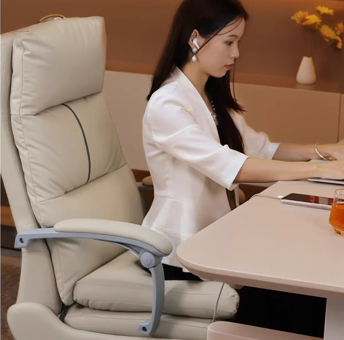 Office chair Ergonomics can lie flat boss chair electric massage computer chair cowhide chair