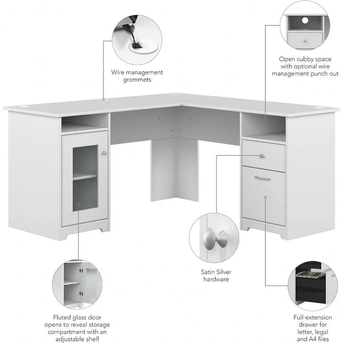 L Shaped Computer Desk in White Corner Table With Drawers for Home Office Freight Free Bed Room Desk to Study Mobile Desktops