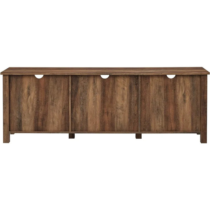 Classic 2 Glass Door TV Stand for TVs up to 80 Inches, 70 Inch, 3 Adjustable Shelves Support up to 30 lbs. Each, Rustic Oak