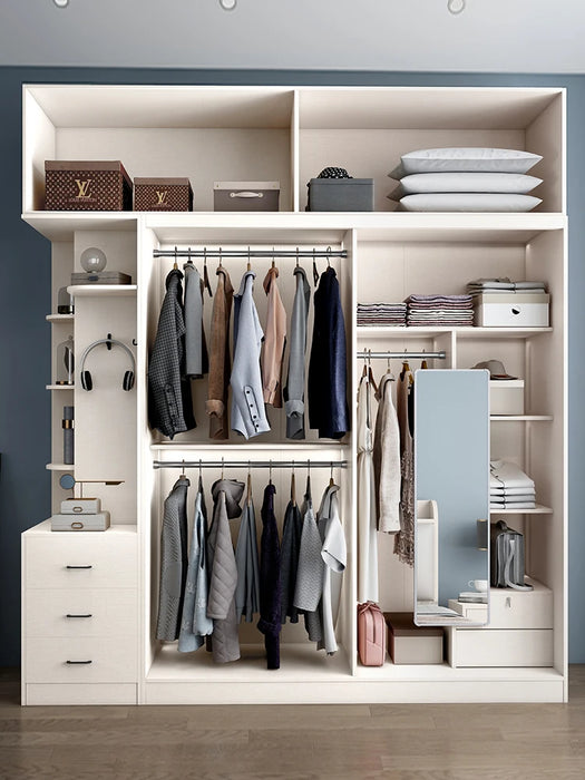 Solid wood sliding door wardrobe modern simple sliding door wardrobe storage sliding door combination Nordic bedroom cabinet