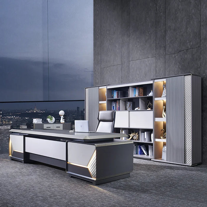 Luxury Boss Modern Work Desk Standing Wood Executive Reception Table Corner Modern Escritorio Con Cajones Office Furniture DWH