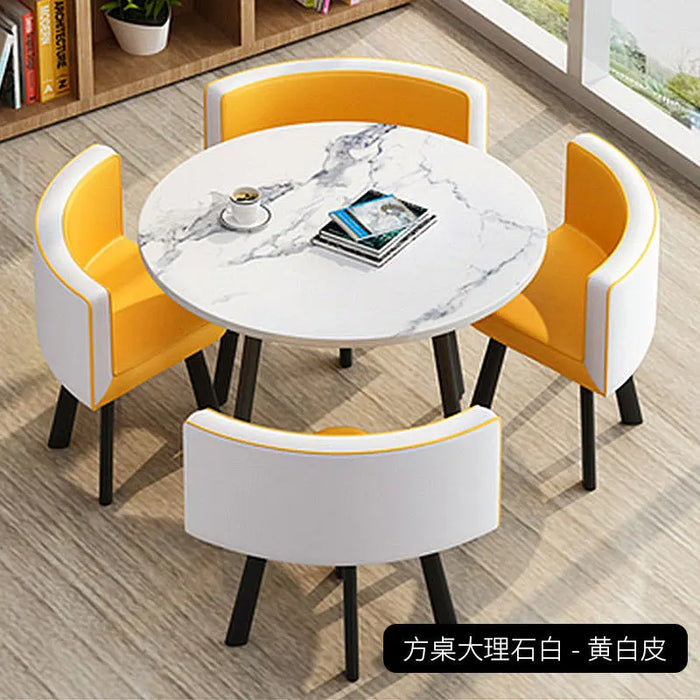 Dining Table Set Simple Casual Reception Office Round Table Living Room Set Luxury 4 Chairs Dining Mesas Comedor Furniture